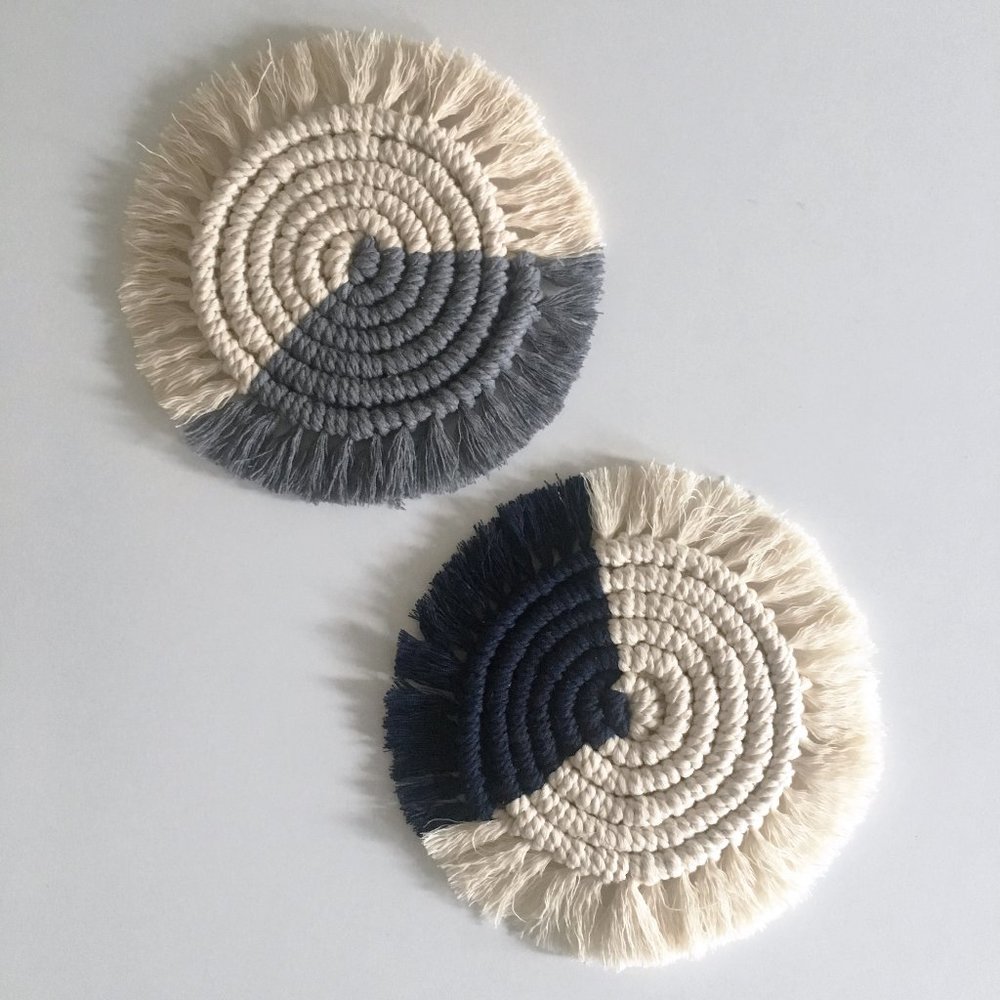 Two-Toned Macrame Coasters (Set of 2, Mix & Match)